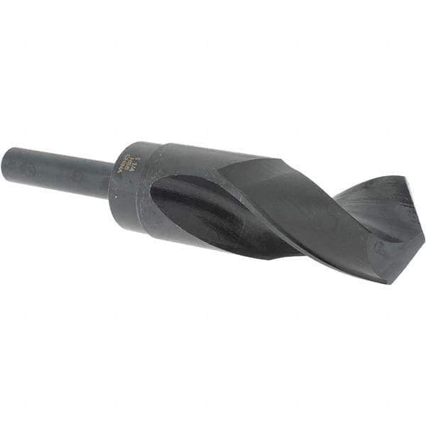 Cle-Force - 1-1/4" Drill, 118° Point, High Speed Steel Silver Deming & Reduced Shank Drill Bit - Oxide Finish, 6" OAL, Straight Shank, 3-1/8" Flute Length, Right Hand Cut, Standard Point, Spiral Flute, Regular Spiral - Apex Tool & Supply