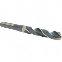 Cle-Line - 15mm Drill, 118° Point, High Speed Steel Silver Deming & Reduced Shank Drill Bit - Oxide Finish, 6" OAL, Flats on Shank, 79mm Flute Length, Right Hand Cut, Split Point, Spiral Flute, Regular Spiral - Apex Tool & Supply