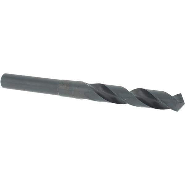 Cle-Line - 14mm Drill, 118° Point, High Speed Steel Silver Deming & Reduced Shank Drill Bit - Oxide Finish, 6" OAL, Straight Shank, 79mm Flute Length, Right Hand Cut, Standard Point, Spiral Flute, Regular Spiral - Apex Tool & Supply