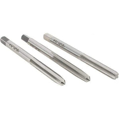 Cle-Line - M5x0.80 Metric, 4 Flute, Bottoming, Plug & Taper, Bright Finish, High Speed Steel Tap Set - Right Hand Cut, 2-3/8" OAL, 7/8" Thread Length, Series 0404 - Apex Tool & Supply