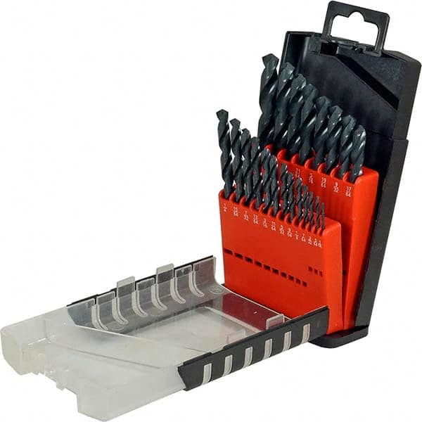 Cle-Force - 1/16 to 3/8", 118° Point, Oxide Finish, High Speed Steel Jobber Length Drill Bit Set - Apex Tool & Supply