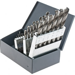 Cle-Line - 1 to 13mm, 118° Point, Bright Finish, High Speed Steel Jobber Length Drill Bit Set - Apex Tool & Supply