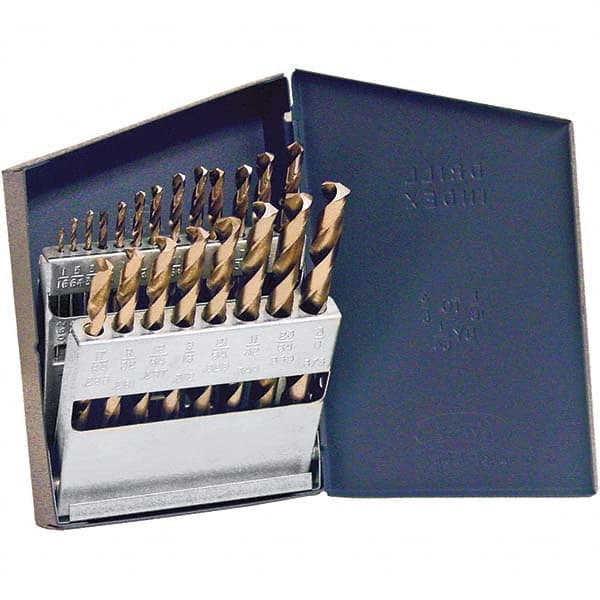 Chicago-Latrobe - 1/16 to 3/8", 135° Point, TiN Finish, High Speed Steel Jobber Length Drill Bit Set - Apex Tool & Supply