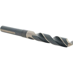 Cle-Line - 14.5mm Drill, 118° Point, High Speed Steel Silver Deming & Reduced Shank Drill Bit - Oxide Finish, 6" OAL, Flats on Shank, 79mm Flute Length, Right Hand Cut, Split Point, Spiral Flute, Regular Spiral - Apex Tool & Supply