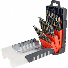 Cle-Force - 1/16 to 1/2", 135° Point, Oxide/Gold Finish, High Speed Steel Jobber Length Drill Bit Set - Apex Tool & Supply