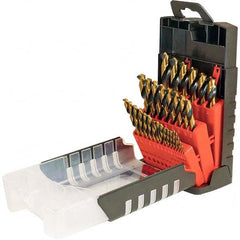 Cle-Force - 1/16 to 1/2", 135° Point, Oxide/Gold Finish, High Speed Steel Maintenance Length Drill Bit Set - Apex Tool & Supply