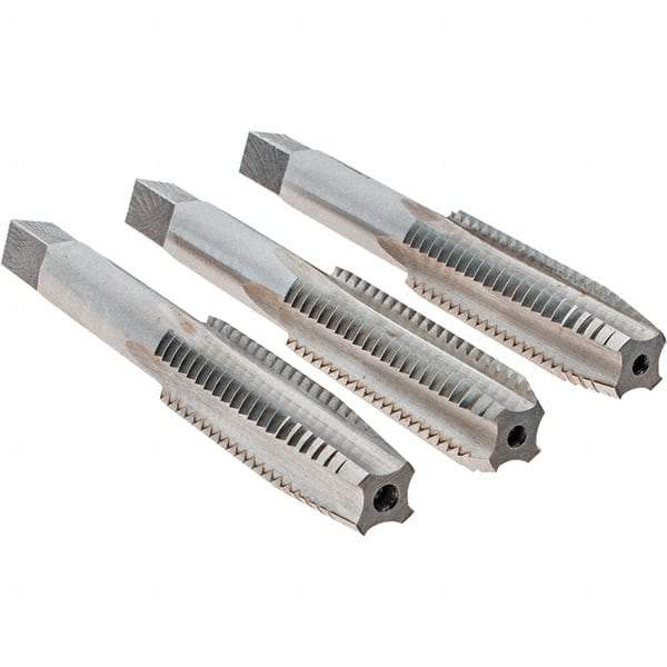 Cle-Line - 1/2-13 UNC, 4 Flute, Bottoming, Plug & Taper, Bright Finish, High Speed Steel Tap Set - Right Hand Cut, 3-3/8" OAL, 1-21/32" Thread Length, Series 0404 - Apex Tool & Supply