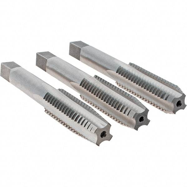 Cle-Line - 9/16-12 UNC, 4 Flute, Bottoming, Plug & Taper, Bright Finish, High Speed Steel Tap Set - Right Hand Cut, 3-19/32" OAL, 1-21/32" Thread Length, Series 0404 - Apex Tool & Supply