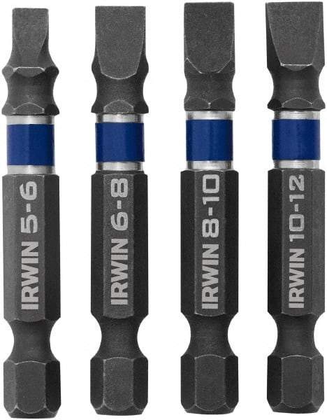 Irwin - 4 Piece, Bit Set - 1/4" Hex Drive, Slotted Point - Apex Tool & Supply