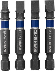 Irwin - 4 Piece, Bit Set - 1/4" Hex Drive, Slotted Point - Apex Tool & Supply