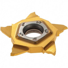 Iscar - PENTA24R100 P IC1008 Grade, 0.0394" Cutting Width, Carbide Cutoff Insert - 15° Right Hand Lead Angle, 0.002" Cnr Rad, TiAlN/TiN Coated - Apex Tool & Supply