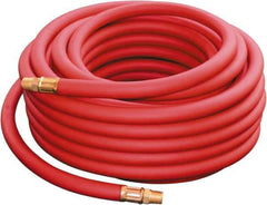 PRO-SOURCE - 1/2" ID x 0.91" OD 50' Long Oil Resistant Air Hose - MNPT x MNPT Ends, 300 Working psi, -40 to 212°F, 1/2" Fitting, Red - Apex Tool & Supply