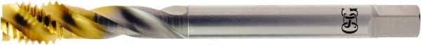 OSG - M16x2.00 3 Flute 6H Modified Bottoming Spiral Flute Tap - Vanadium High Speed Steel, TiN Finish, 110mm OAL, Right Hand Flute, Right Hand Thread, D7, Series 16455 - Apex Tool & Supply