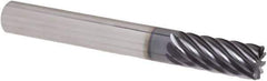 Iscar - 3/8" Diam, 3/4" LOC, 10 Flute Solid Carbide Roughing & Finishing Corner Chamfer End Mill - TiAlN Finish, 3" OAL, 3/8" Shank Diam, Straight Shank, 35° Helix, Non-Centercutting, Regular Length - Apex Tool & Supply