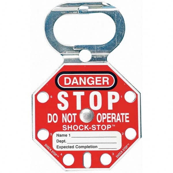 Brady - 1 5-Piece Single Jaw 1.181" Jaw Diam 6 Padlock Steel Lockout Hasp - Apex Tool & Supply