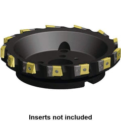 Kennametal - 7 Inserts, 6" Cut Diam, 2" Arbor Diam, 25.45mm Max Depth of Cut, Indexable Square-Shoulder Face Mill - 0/90° Lead Angle, 2-3/8" High, LN.U 2210.. Insert Compatibility, Series MEGA90 - Apex Tool & Supply
