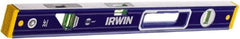 Irwin - Magnetic 24" Long 3 Vial Box Beam Level - Aluminum, Blue/Yellow, 1 Level & 2 Plumb Vials - Apex Tool & Supply