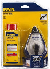 Irwin - 100' Long Reel & Chalk Set - Red, Includes (1) 4 oz Permanent Red Chalk (3.5:1) & (1) SPEEDLINE Pro Chalk Reel - Apex Tool & Supply