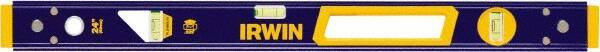 Irwin - 24" Long 3 Vial Box Beam Level - Aluminum, Blue/Yellow, 1 Level & 2 Plumb Vials - Apex Tool & Supply