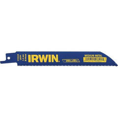 Irwin Blades - 6" Long, Bi-Metal Reciprocating Saw Blade - Straight Profile, 18 TPI, Toothed Edge, Tang Shank - Apex Tool & Supply