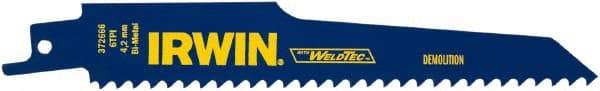 Irwin Blades - 6" Long, Bi-Metal Reciprocating Saw Blade - Tapered Profile, 6 TPI, Toothed Edge, Tang Shank - Apex Tool & Supply