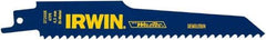 Irwin Blades - 6" Long, Bi-Metal Reciprocating Saw Blade - Tapered Profile, 6 TPI, Toothed Edge, Tang Shank - Apex Tool & Supply