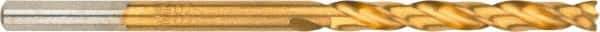 Irwin - 11/32" High Speed Steel Jobber Drill - TiN Finish, Right Hand Cut, Spiral Flute, Round with Flats Shank, 4-3/4" OAL, Turbomax Point - Apex Tool & Supply
