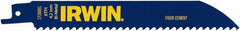 Irwin Blades - 6" Long, Bi-Metal Reciprocating Saw Blade - Straight Profile, 6 Carbide TPI, Toothed Edge, Tang Shank - Apex Tool & Supply