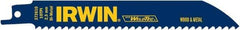 Irwin Blades - 6" Long, Bi-Metal Reciprocating Saw Blade - Straight Profile, 10 TPI, Toothed Edge, Tang Shank - Apex Tool & Supply