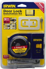 Irwin Blades - 7 Piece, 2-3/8" to 2-3/4" Saw Diam, Door-Lock Installation Hole Saw Kit - Carbon Steel, Includes 2 Hole Saws - Apex Tool & Supply