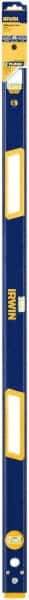 Irwin - 48" Long 3 Vial Box Beam Level - Aluminum, Blue/Yellow, 1 Level & 2 Plumb Vials - Apex Tool & Supply
