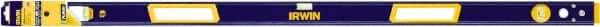 Irwin - Magnetic 48" Long 3 Vial Box Beam Level - Aluminum, Blue/Yellow, 1 Level & 2 Plumb Vials - Apex Tool & Supply