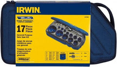 Irwin - 17 Piece, 5/8" to 3" Saw Diam, General Purpose Hole Saw Kit - Bi-Metal, Toothed Edge, Pilot Drill Model No. 373000, Includes 12 Hole Saws - Apex Tool & Supply