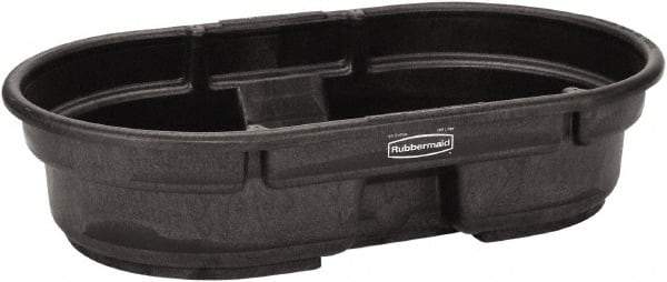Rubbermaid - 50 Gallon Black Oval Plastic Stock Tank - 12" High x 31" Diam - Apex Tool & Supply
