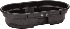 Rubbermaid - 50 Gallon Black Oval Plastic Stock Tank - 12" High x 31" Diam - Apex Tool & Supply