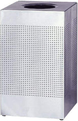 Rubbermaid - 20 Gal Silver Square Decorative Waste Receptacle With Top - Stainless Steel, 30" High x 476.25mm Long x 476.25mm Wide - Apex Tool & Supply