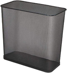 Rubbermaid - 7-1/2 Gal Black Rectangle Decorative Waste Receptacle With Top - Steel, 14" High x 16" Wide - Apex Tool & Supply