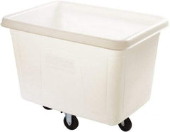 Rubbermaid - 400 Lb Load Capacity, 12 Cu Ft, 9.6 Bushels, Polyethylene Cube Truck - 28" Wide x 42-3/4" Long x 33" High, White - Apex Tool & Supply