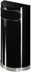 Rubbermaid - 9 Gal Black Half-Round Decorative Waste Receptacle With Top - Steel, 813mm High x 457.2mm Wide - Apex Tool & Supply