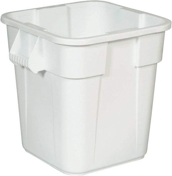 Rubbermaid - 28 Gal White Square Trash Can - Polyethylene, 572mm High x 546.1mm Long x 546.1mm Wide - Apex Tool & Supply