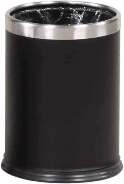 Rubbermaid - 3-1/2 Gal Black Round Decorative Waste Receptacle With Top - Steel, 318mm High - Apex Tool & Supply