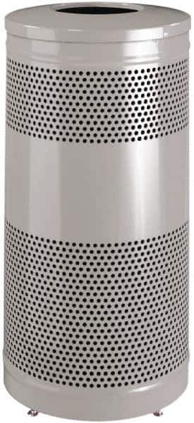Rubbermaid - 25 Gal Silver Round Decorative Waste Receptacle With Top - Steel, 902mm High - Apex Tool & Supply