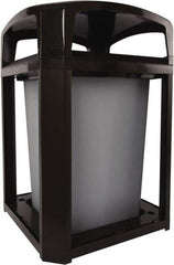Rubbermaid - 35 Gal Brown Square Decorative Waste Receptacle With Top - Polycarbonate, 40" High x 660.4mm Long x 26" Wide - Apex Tool & Supply