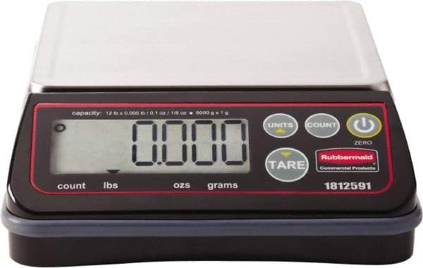 Rubbermaid - 12 Lb. Capacity, Digital Portion Control Scale - 0.1 and 1/8 oz. Graduation, 6-3/8 x 5-3/4" Platform - Apex Tool & Supply