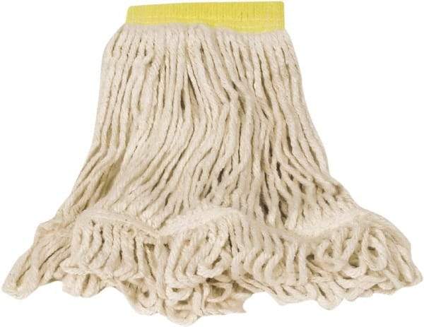 Rubbermaid - Yellow Head Band, Small Blended Fiber Loop End Mop Head - Clamp Jaw & Side Loading Connection - Apex Tool & Supply