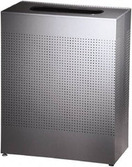 Rubbermaid - 22-1/2 Gal Silver Rectangle Decorative Waste Receptacle With Top - Steel, 30" High x 24" Long x 24" Wide - Apex Tool & Supply