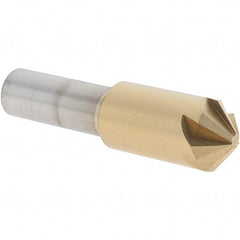 Melin Tool - 1/2" Head Diam, 3/8" Shank Diam, 6 Flute 100° Cobalt Countersink - TiN Finish, 2" OAL, Single End, Straight Shank, Right Hand Cut - Apex Tool & Supply