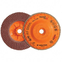 WALTER Surface Technologies - 60 Grit, 6" Disc Diam, 5/8-11 Center Hole, Type 28 Ceramic Flap Disc - 10,200 Max RPM, Plastic Backing, Arbor Attaching System, Coated - Apex Tool & Supply