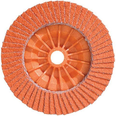 WALTER Surface Technologies - 36 & 60 Grit, 5" Disc Diam, 5/8-11 Center Hole, Type 28 Ceramic Flap Disc - 12,200 Max RPM, Plastic Backing, Arbor Attaching System, Coated - Apex Tool & Supply