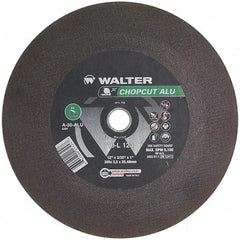 WALTER Surface Technologies - 12" 30 Grit Aluminum Oxide Cutoff Wheel - 3/32" Thick, 1" Arbor, 5,100 Max RPM, Use with Chop Saws - Apex Tool & Supply